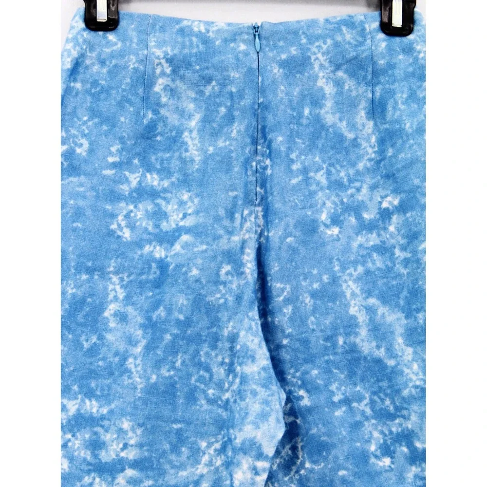 Reformation Linen Pants size 0 Blue White High Waist Straight Leg